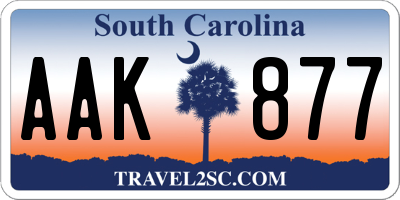 SC license plate AAK877
