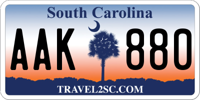 SC license plate AAK880