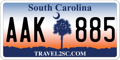 SC license plate AAK885
