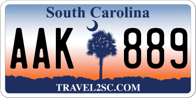 SC license plate AAK889