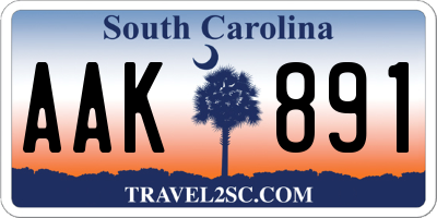 SC license plate AAK891