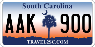 SC license plate AAK900