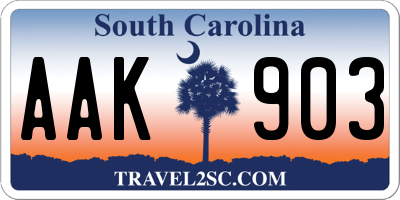 SC license plate AAK903