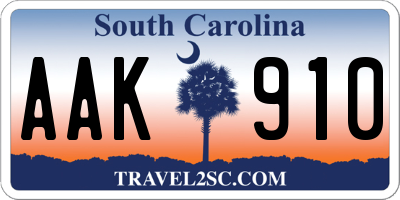 SC license plate AAK910