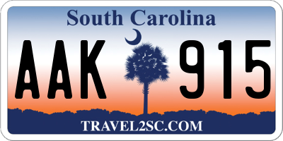 SC license plate AAK915