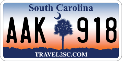 SC license plate AAK918