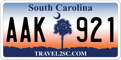 SC license plate AAK921