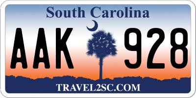 SC license plate AAK928