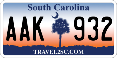 SC license plate AAK932