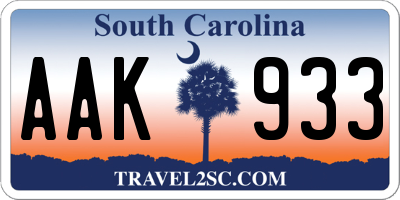 SC license plate AAK933