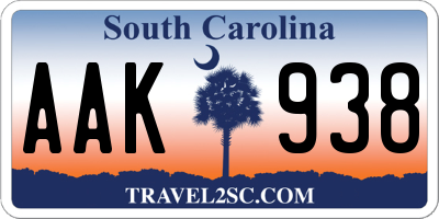 SC license plate AAK938