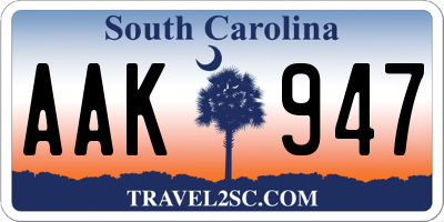 SC license plate AAK947