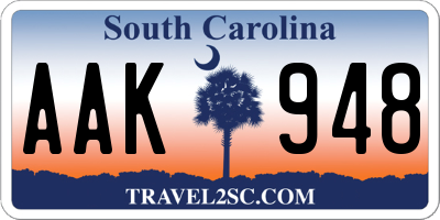 SC license plate AAK948