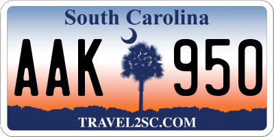 SC license plate AAK950