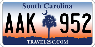 SC license plate AAK952