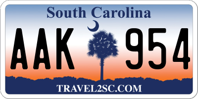 SC license plate AAK954