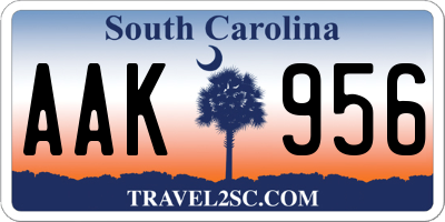 SC license plate AAK956