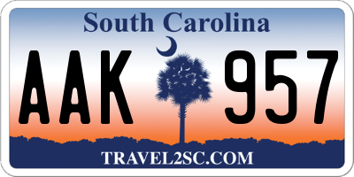 SC license plate AAK957