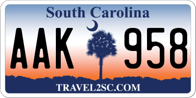 SC license plate AAK958