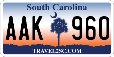 SC license plate AAK960