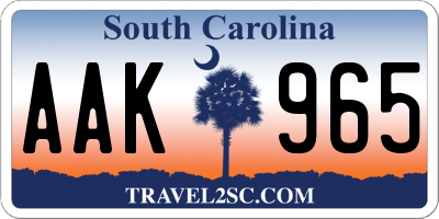 SC license plate AAK965