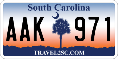 SC license plate AAK971