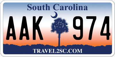 SC license plate AAK974