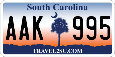 SC license plate AAK995