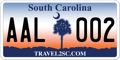 SC license plate AAL002