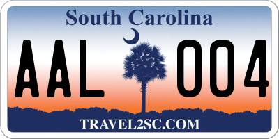 SC license plate AAL004