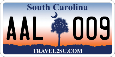 SC license plate AAL009