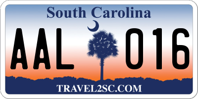 SC license plate AAL016