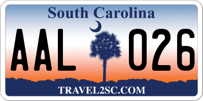 SC license plate AAL026