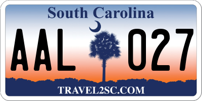 SC license plate AAL027