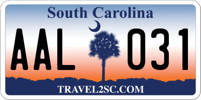 SC license plate AAL031