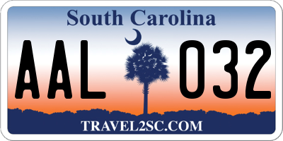 SC license plate AAL032