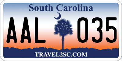 SC license plate AAL035