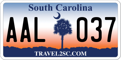 SC license plate AAL037