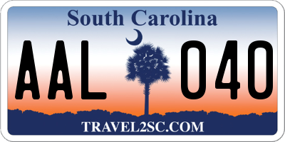 SC license plate AAL040