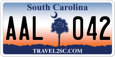 SC license plate AAL042