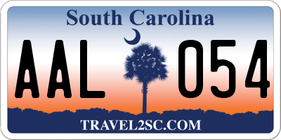 SC license plate AAL054