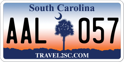 SC license plate AAL057