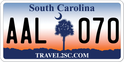 SC license plate AAL070