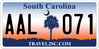 SC license plate AAL071