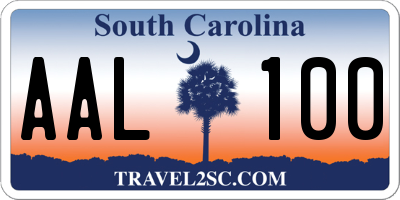 SC license plate AAL100