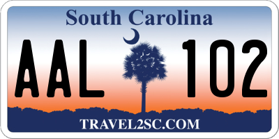 SC license plate AAL102