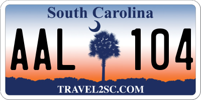 SC license plate AAL104