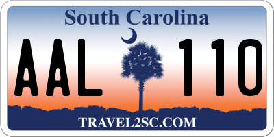 SC license plate AAL110