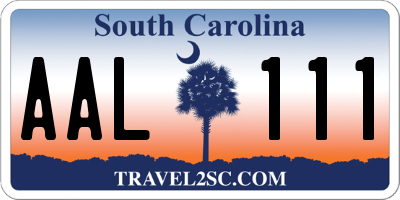 SC license plate AAL111