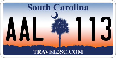 SC license plate AAL113